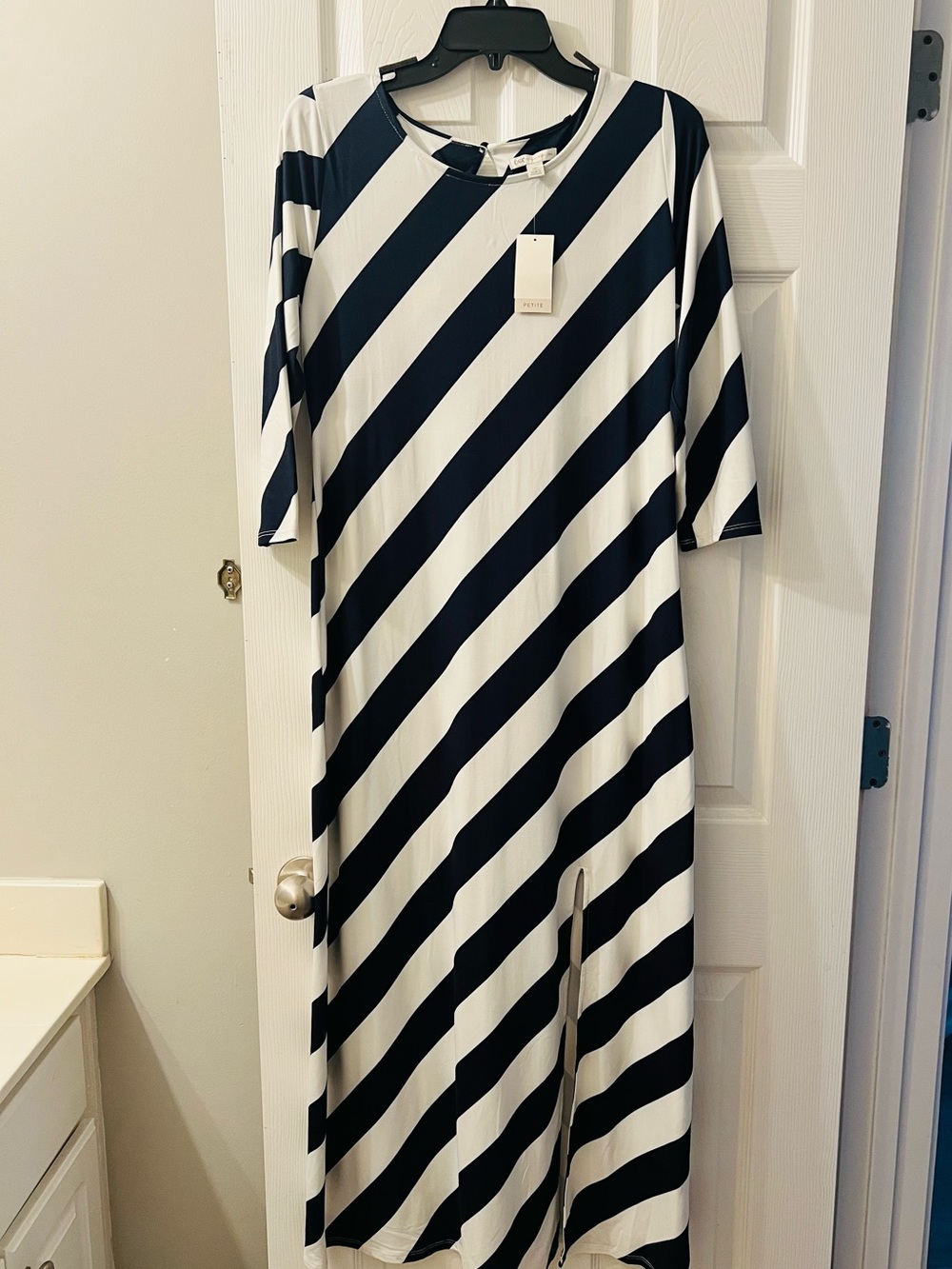 Cato Black and White Diagonal Stripe Maxi Dress